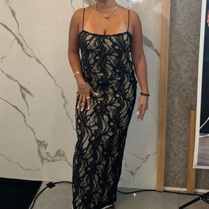 Fashion Nova Black Lace Maxi Dress